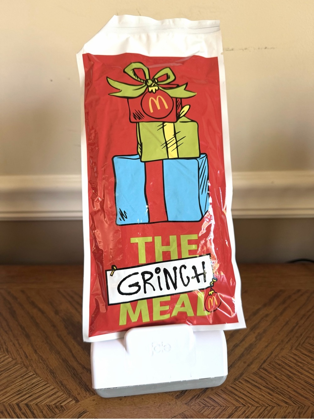 McDonald's Mystery The Grinch Meal Bag - with a pair of random Grinch socks new
